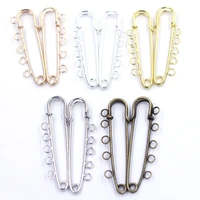 10pcs gold silver plated safety pin brooches 5 holes connectors finding for diy jewelry making craft sewing apparel accessories