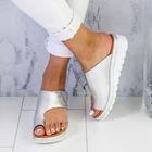 Женская обувь из искусственной кожи; Удобные женские повседневные мягкие сандалии на плоской платформе с большим носком; Ортопедический корректор