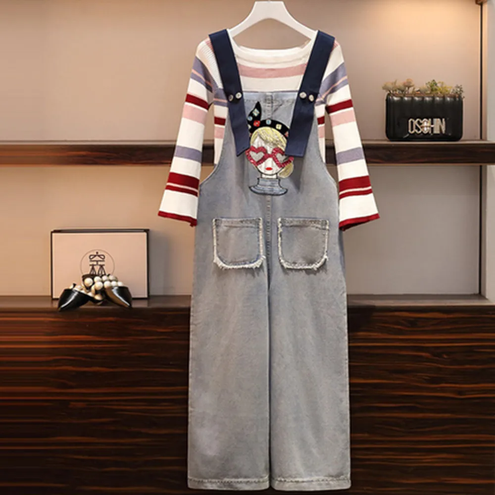 

TSACTE Autumn New 2021 Fat Sister Large Size Women's Dress Show Thin Age Reduction Braid Pants Wide Leg Trouser Suit Trend