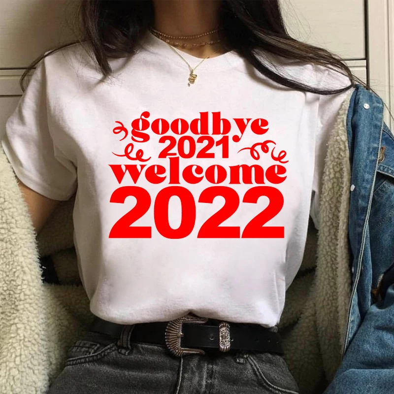 Женская футболка с коротким рукавом WVIOCE принтом надписью Welcome 2021 - купить по