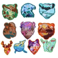 landscape sea and mountain animals iron on patches for clothing iron on transfer badges appliques sewing stickers t shirt
