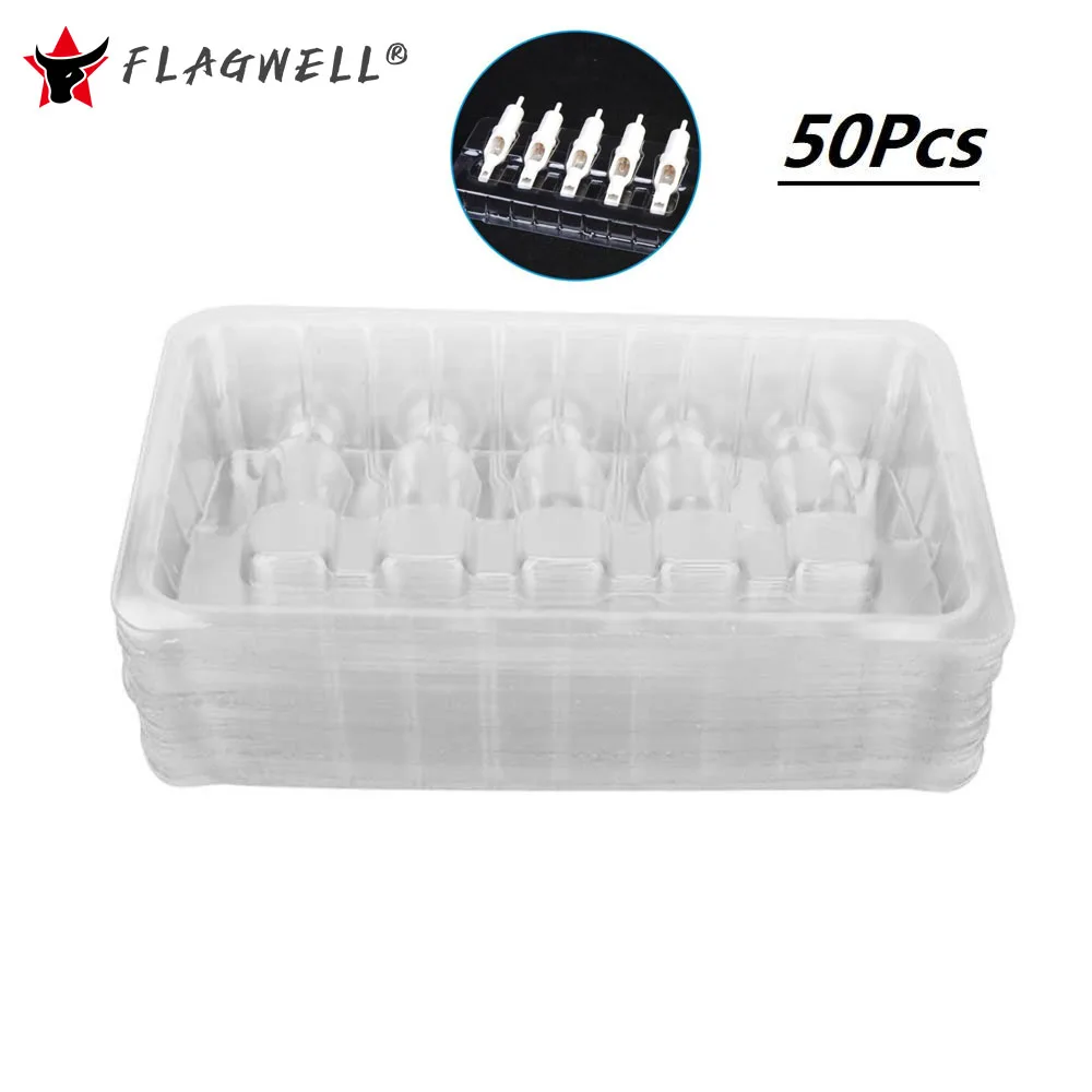 

50Pcs/box Disposable Plastic Transparent Ink Cartridge Needle Holder Bracket Tray Supply Portables Tattoos One Needle Holder