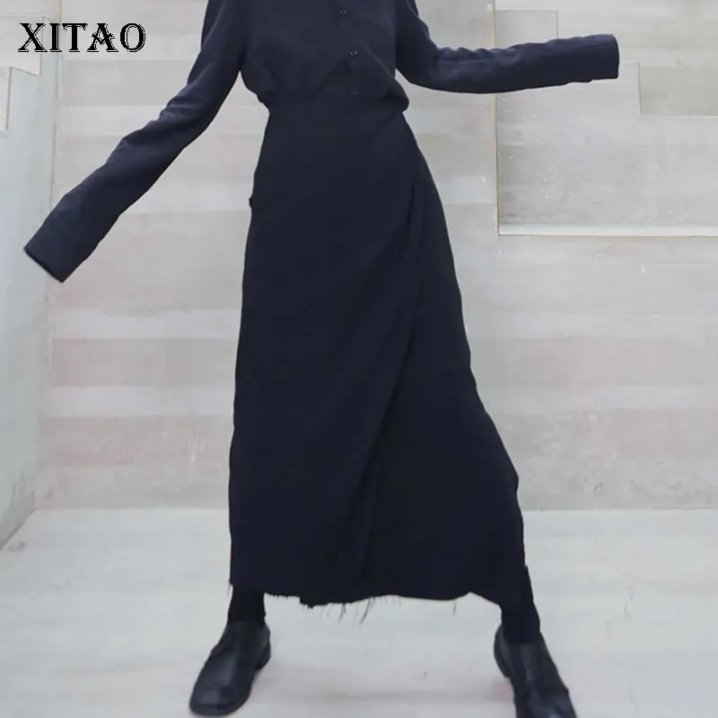 XITAO Высокая юбка с тонкой талией Женская модная Асимметричная плиссированная