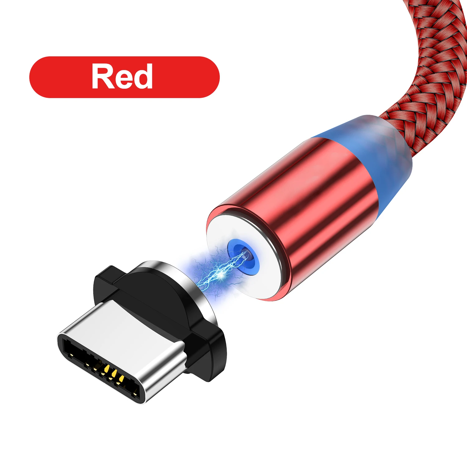 1 м светодиодный магнитный кабель и Micro USB кабель и usb type-C кабель Android нейлоновая оплетка type-C Магнитный зарядный кабель для iPhone 8 Xs Max - Тип штекера: Red