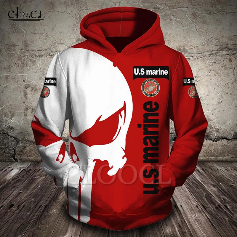 

CLOOCL Men Women America US Marineprint 3D Hoodies Funny Policeman Sweatshirt Hooded Long Sleeve Zipper Pullover Skull Tracksuit