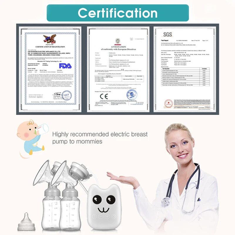 Молокоотсос Real Bubee одинарный/двойной электрический с бутылкой для