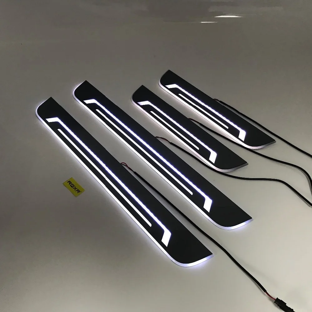

Osmrk led moving door scuff for renault koleos Kangoo dynamic door sill plate flat lining overlays guards flowing/fixed light