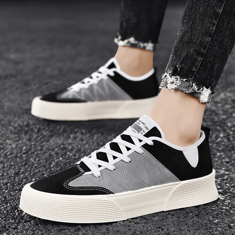 

Popular Casual Shoes For Youth Black Men Thick Soled Walking Shoes Comfortable Mens Lace Up Sneakers Casual Brand Shoes For Men