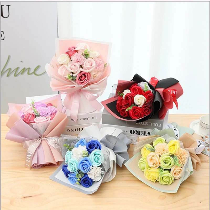 

Creative Simulation Rose Soap Bouquet Gift Box Birthday Eternal Bridal Bouquet Wedding Gift Home Decoration Flower