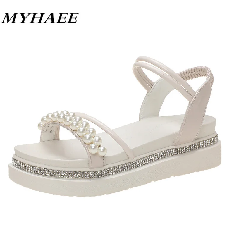 

2021 Summer New Fashion Beaded Women Roman Sandals Breathable Open Toe Women's Casual Sandals Comfortable Outdoor Beach Sandals