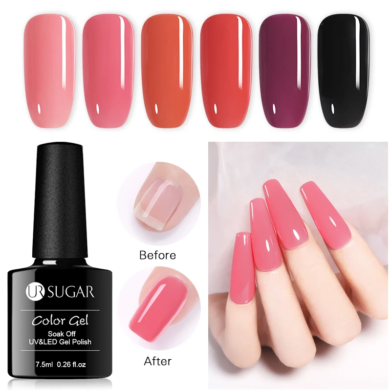 Гель лак для ногтей UR SUGAR 7 5 мл прозрачный цветной Быстросохнущий УФ гелевый