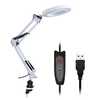 lighting led 5x magnifying glass desk lamp magnifier led light foldable reading lamp with three dimming modes usb power supply
