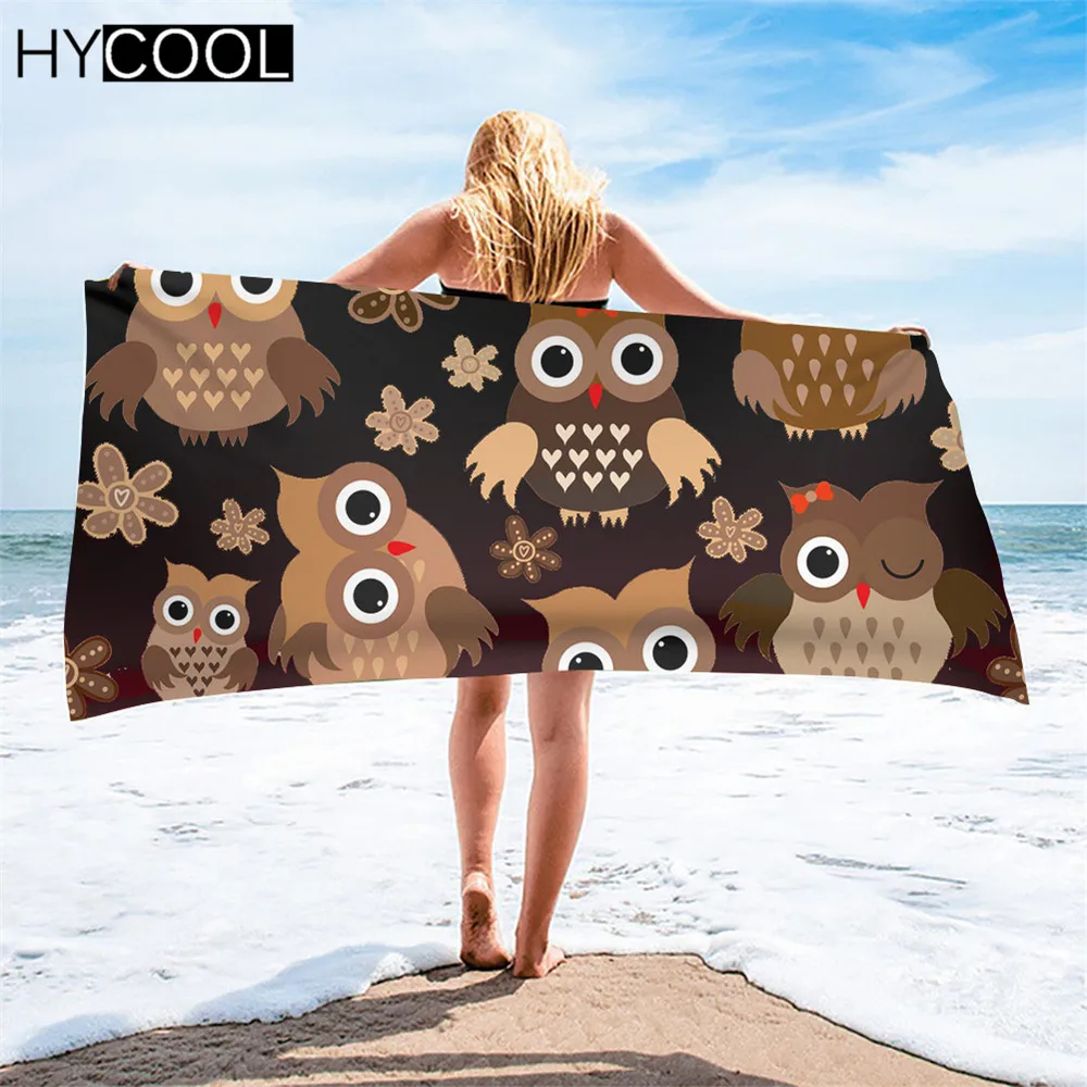 

Cartoon Cute Owl Pattern 3D Print Microfiber Bath Shower Towels Travel Comfort Hotel Face Toallas Absorbing Beach Cushion Towel