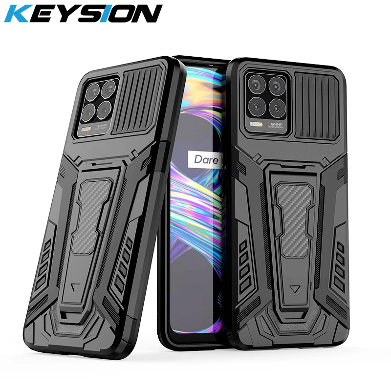 

KEYSION Shockproof Armor Case For Realme 8 8 Pro Stand Phone back Cover for OPPO A94 5G A74 F19 Pro + Plus Reno 5 Lite 5F 5Z 5G