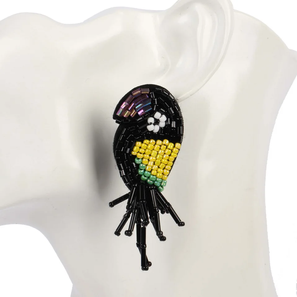 Florosy Boho бисер кисточка животное птица Красочные капли Эффектные серьги для