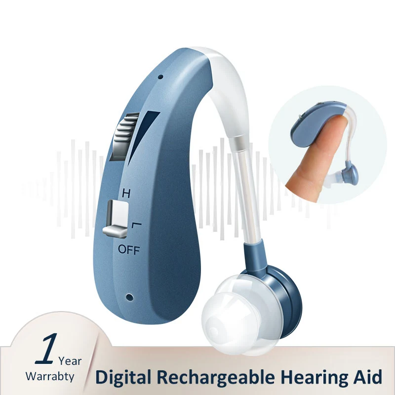 

Digital Hearing Aid Amplifier Invisible Wireless Behind The Ear Headphone For Seniors Rechargeable With Noise Cancelling Ear Aid