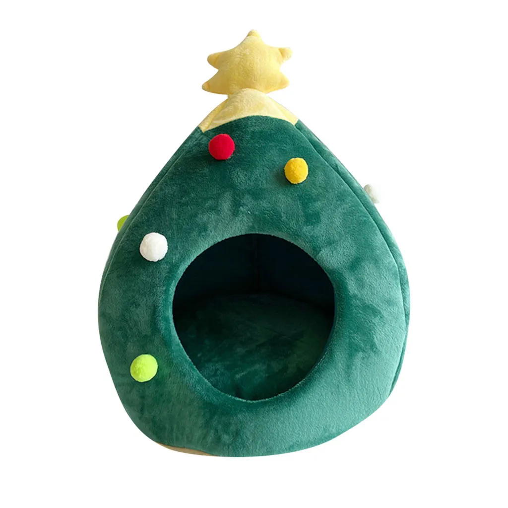 Pet Cat Dog House Kennel Puppy Cave Sleeping Bed Christmas tree shape Winter Warm For Cats cama para cachorro* | Дом и сад