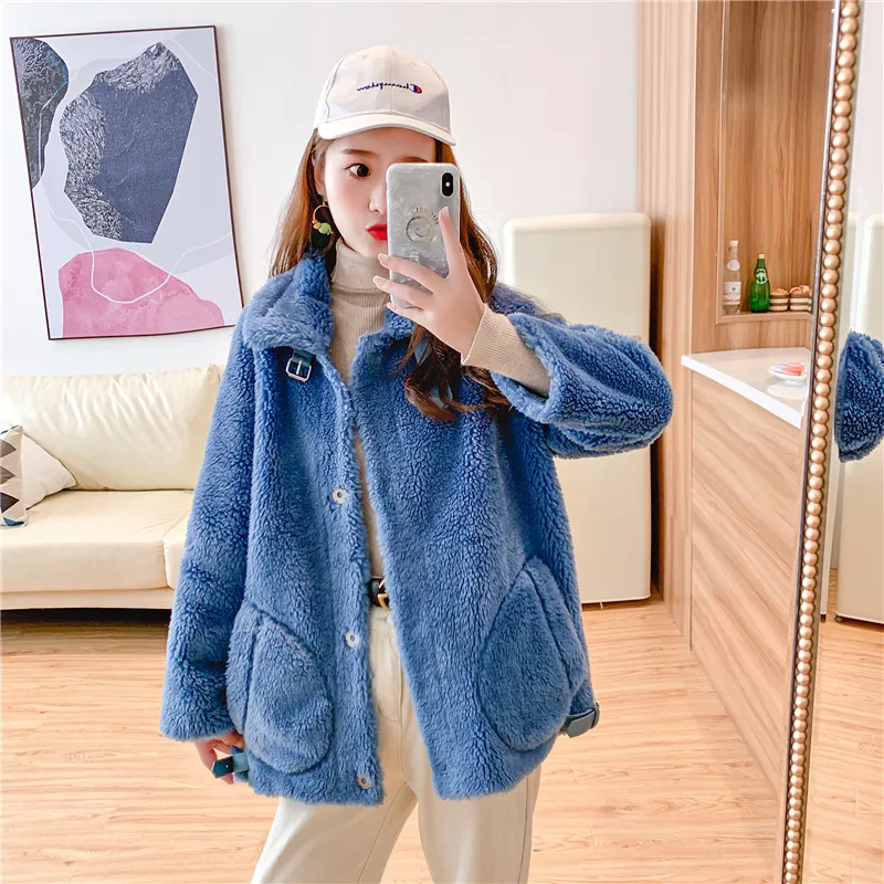 2021 New Winter Women Thicken Warm Natural Sheep Shearing Fur Coat Female Oversize Plush Real Overcoat Femme Jacket | Женская одежда