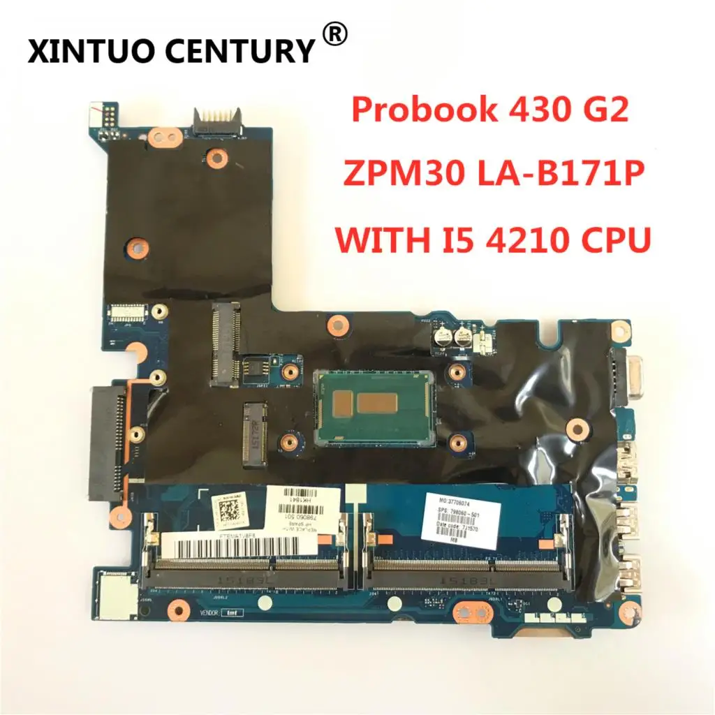 

ZPM30 LA-B171P Laptop motherboard For HP Probook 430 G2 Mainboard SR1EF I5-4210U DDR3 100% fully tested working