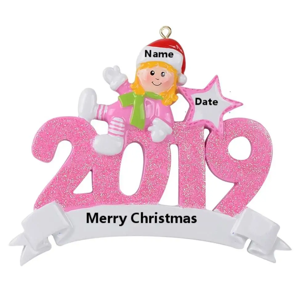 2019 Natal Baby первый из полирезины Висячие персонализированные блестящие