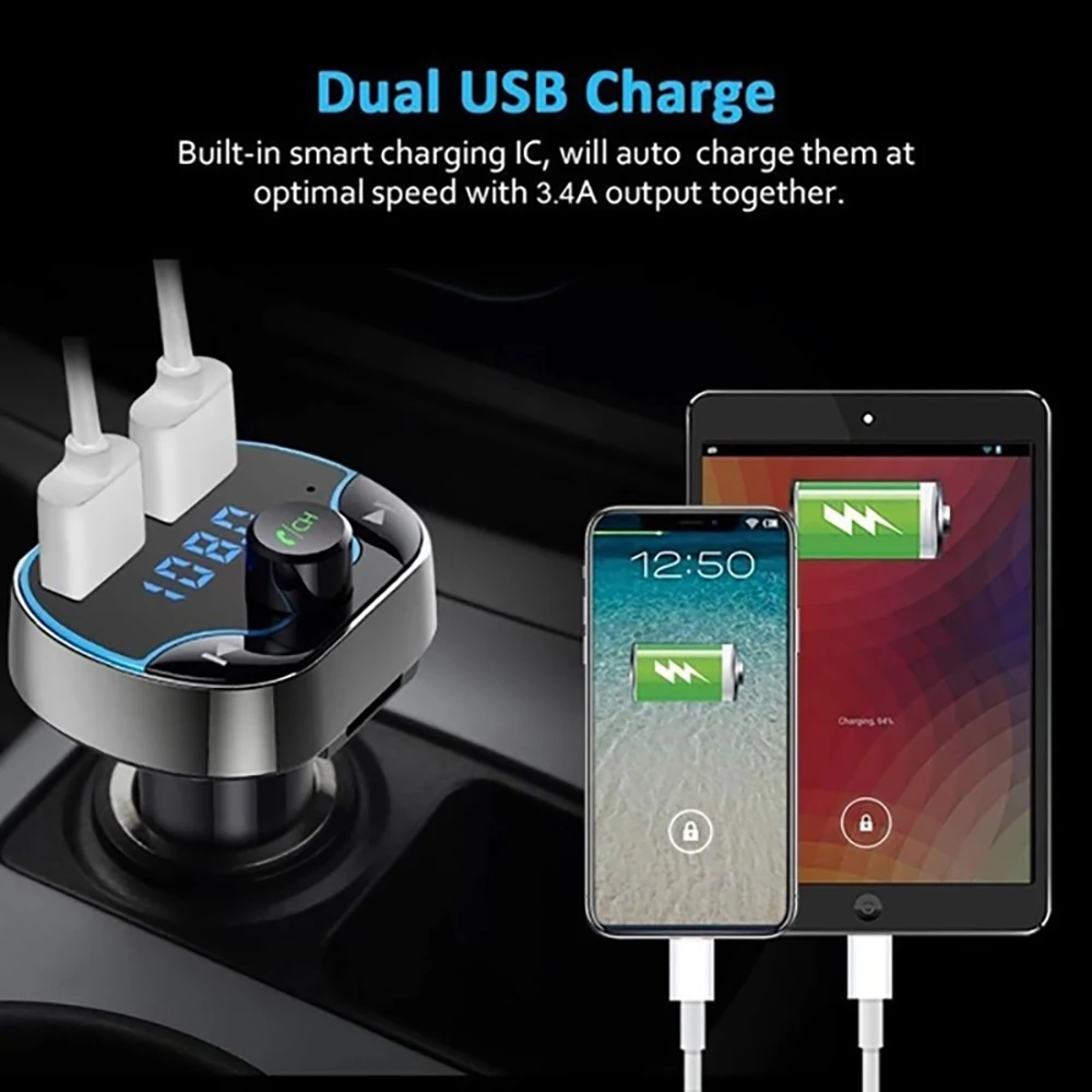 Беспроводной радиопередатчик VicTsing с двумя USB-портами и поддержкой TF-карты Bluetooth 4 2