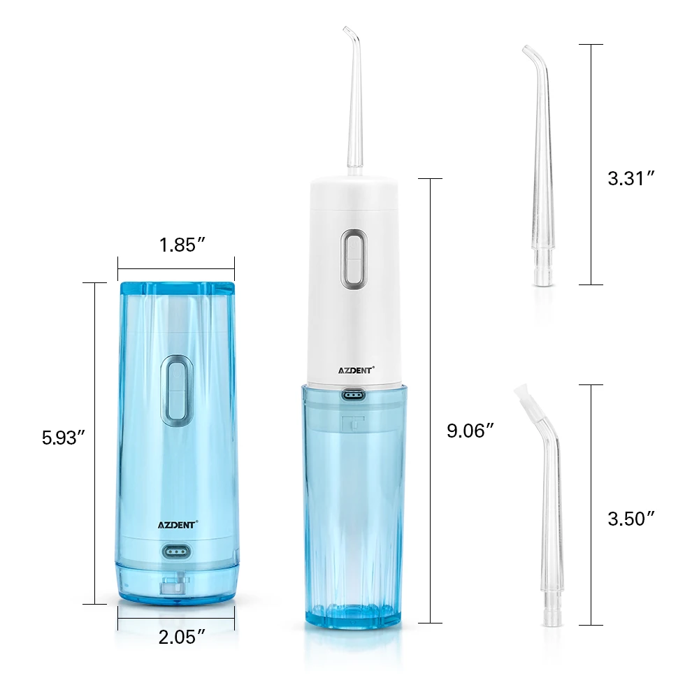 

AZDENT USB Rechargeable Oral Irrigator 4 Modes Electric Water Teeth Cleaner Cordless Travel Foldable Dental Washer 5 Tips 210ml