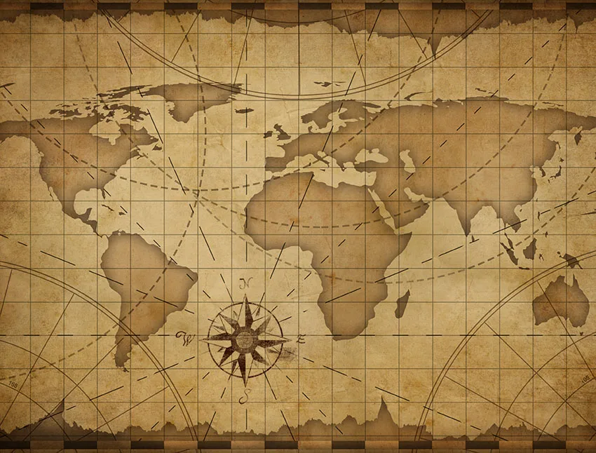 

7x5FT Vintage Old Retro Ancient World Map Nautical Custom Photo Studio Backdrop Background Vinyl 220cm X 150cm