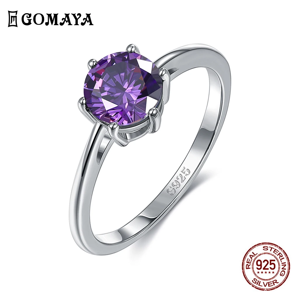 GOMAYA драгоценные камни аметист 925 Серебряное кольцо синий сапфир серебро