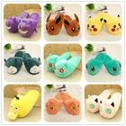 Тапочки Покемоны Пикачу чармандер мультфильм унисекс для влюбленных теплые тапочки с узором плюшевая обувь для женщин мужчин домашние тапочки подарки