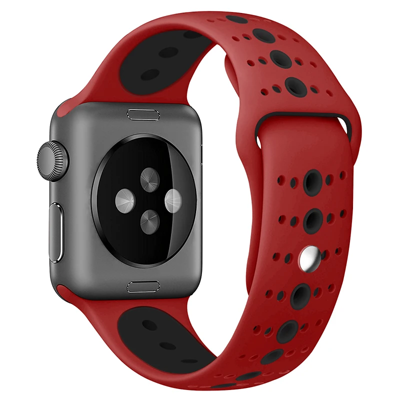Дышащий силиконовый спортивный ремешок для Apple Watch 5 4 3 2 1 42 мм 38 мм резиновый ремешок для Iwatch 5 4 3 40 мм 44 мм