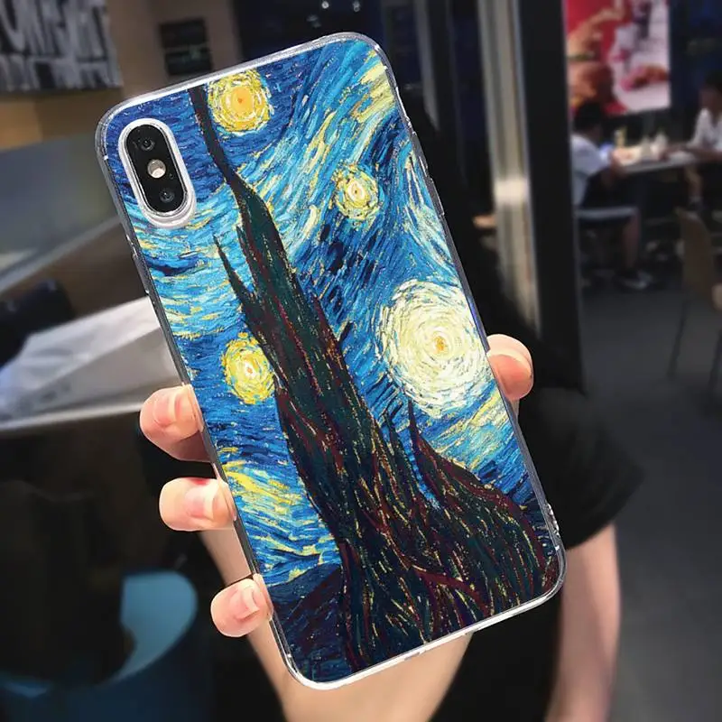 

Capinha para celular Van Gogh Phone Case Transparent for iPhone 6 7 8 11 12 s mini pro X XS XR MAX Plus