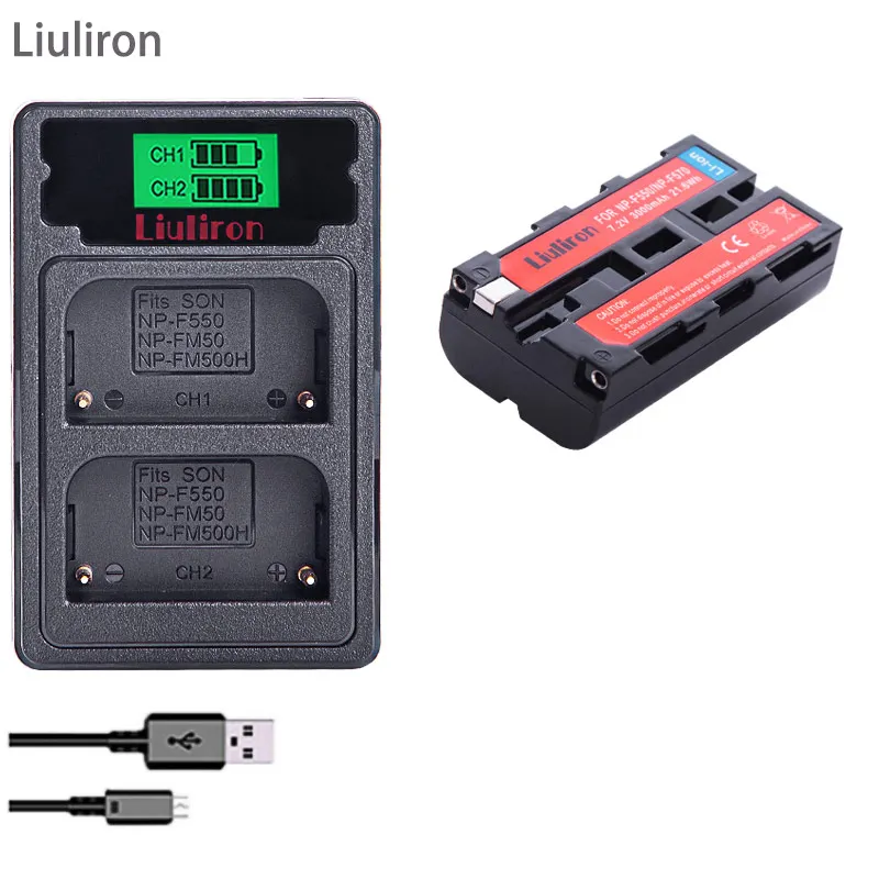 charger and 1battery NP-F550 NP F570 NP-F530 NP-F570 NP F550 NP-F750 Батарея 3000 мА/ч+, светодиодный USB Dual Зарядное устройство для sony CCD-SC55 CCD-TRV81 MVC-FD81 - Цвет: charger and 1battery