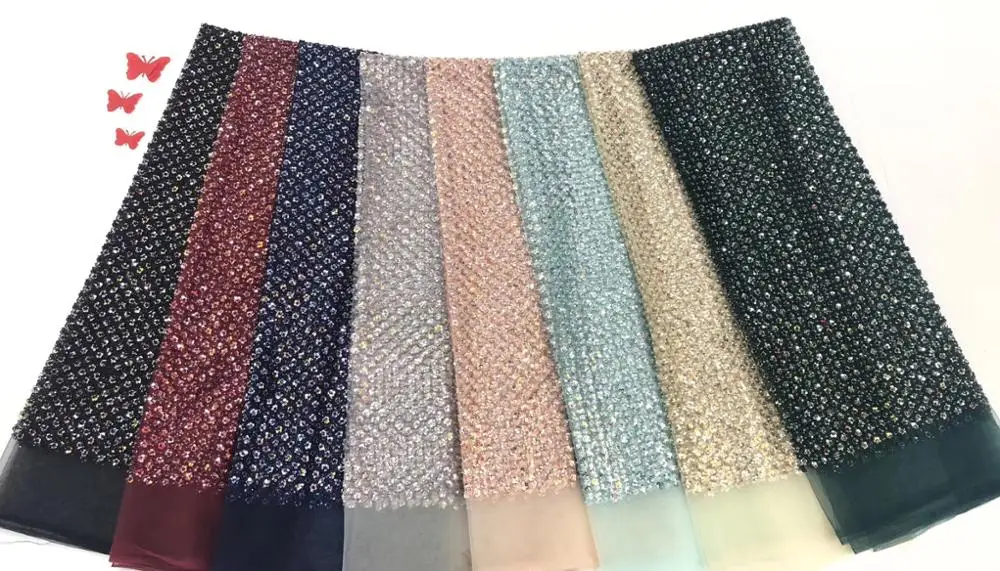 

NaXiu African Lace Fabric 2019 High Quality Lace Sequins French Net Lace Tulle Mesh Fabric Latest Nigerian Lace Fabrics