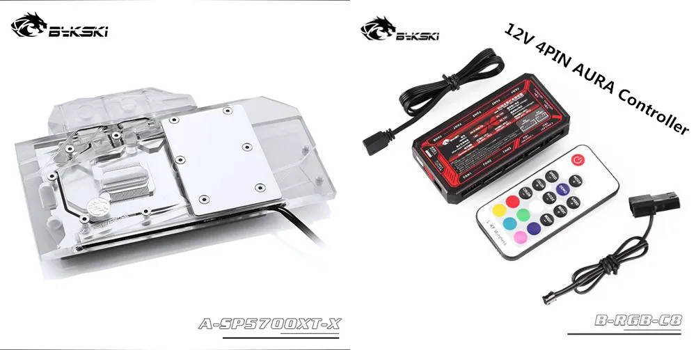 Block 12V Controller Bykski полный охват GPU водяной блок для VGA Sapphire RX 5700 XT Pulse, MSI RX5700XT мех/Evoke Dataland RX5700XT Красный Дьявол - Цвет лезвия: Block 12V Controller