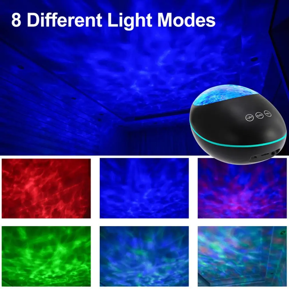 

Eight Colors Ocean Projection Lamp USB Remote Control High Power Loudspeaker Built In Music Bedroom Living Room Projection Lamp