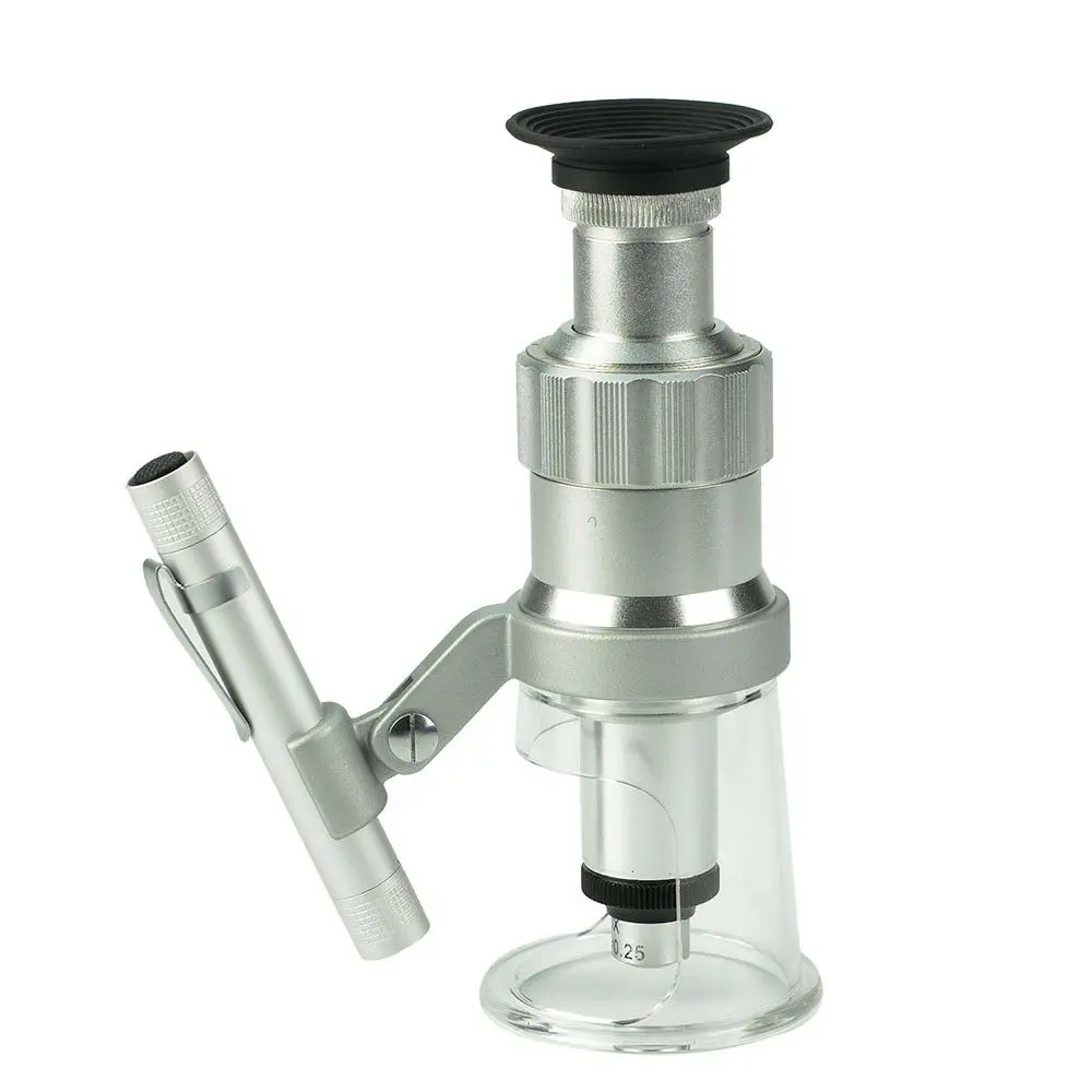 60X карманный микроскоп со светодиодной фокусировкой и сеткой регулируемая лупа