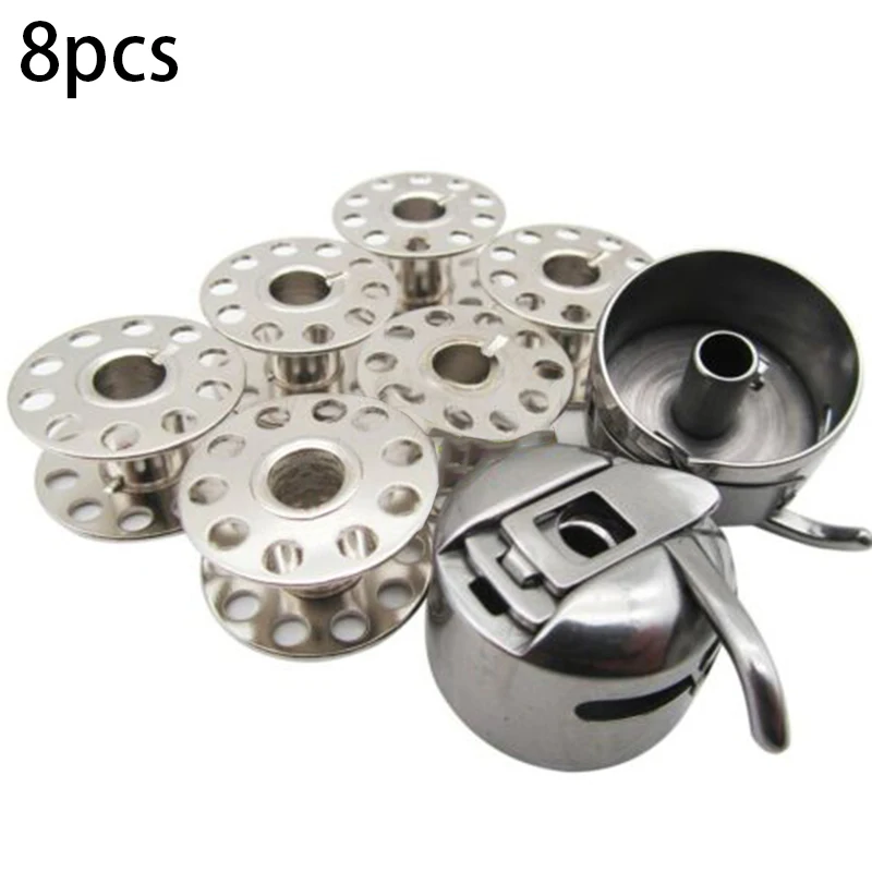 

2pcs Bobbin Cases +6pcs Bobbins Set Sewing Machine Metal Accessories For Brother JCPenney Kenmore Montgomery Ward Pfaff Necchi
