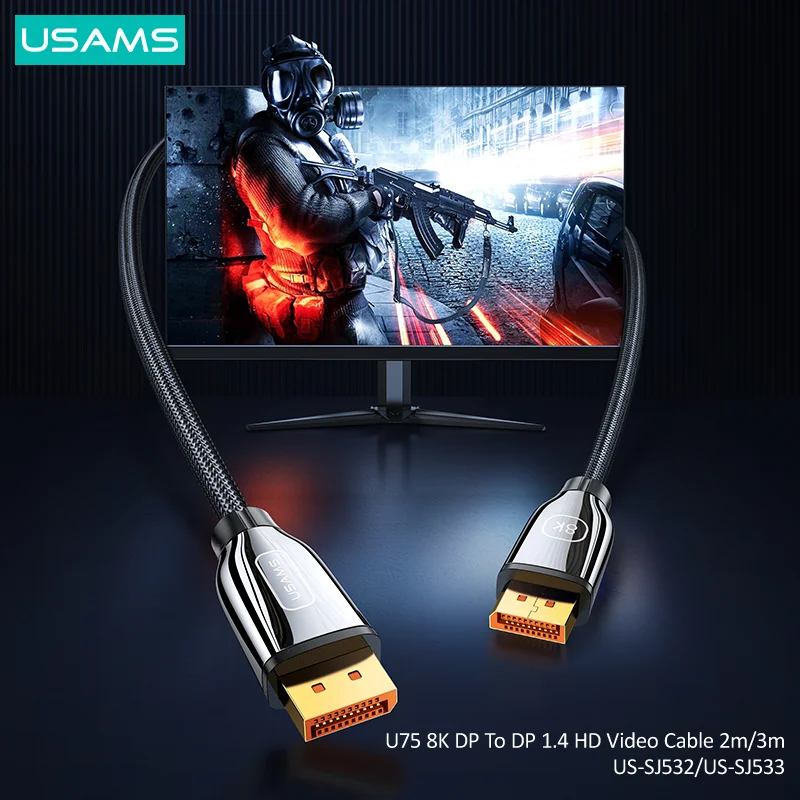 

USAMS 2m 3m 8K DP 1.4 to DP Ultra HD Audio Video Cable Support HDR FEC DSC For TV Displayer Laptop Tablet Projector VR Equipment