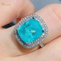 wong rain 100 925 sterling silver paraiba tourmaline citrine sapphire gemstone wedding engagement ring fine jewelry wholesale