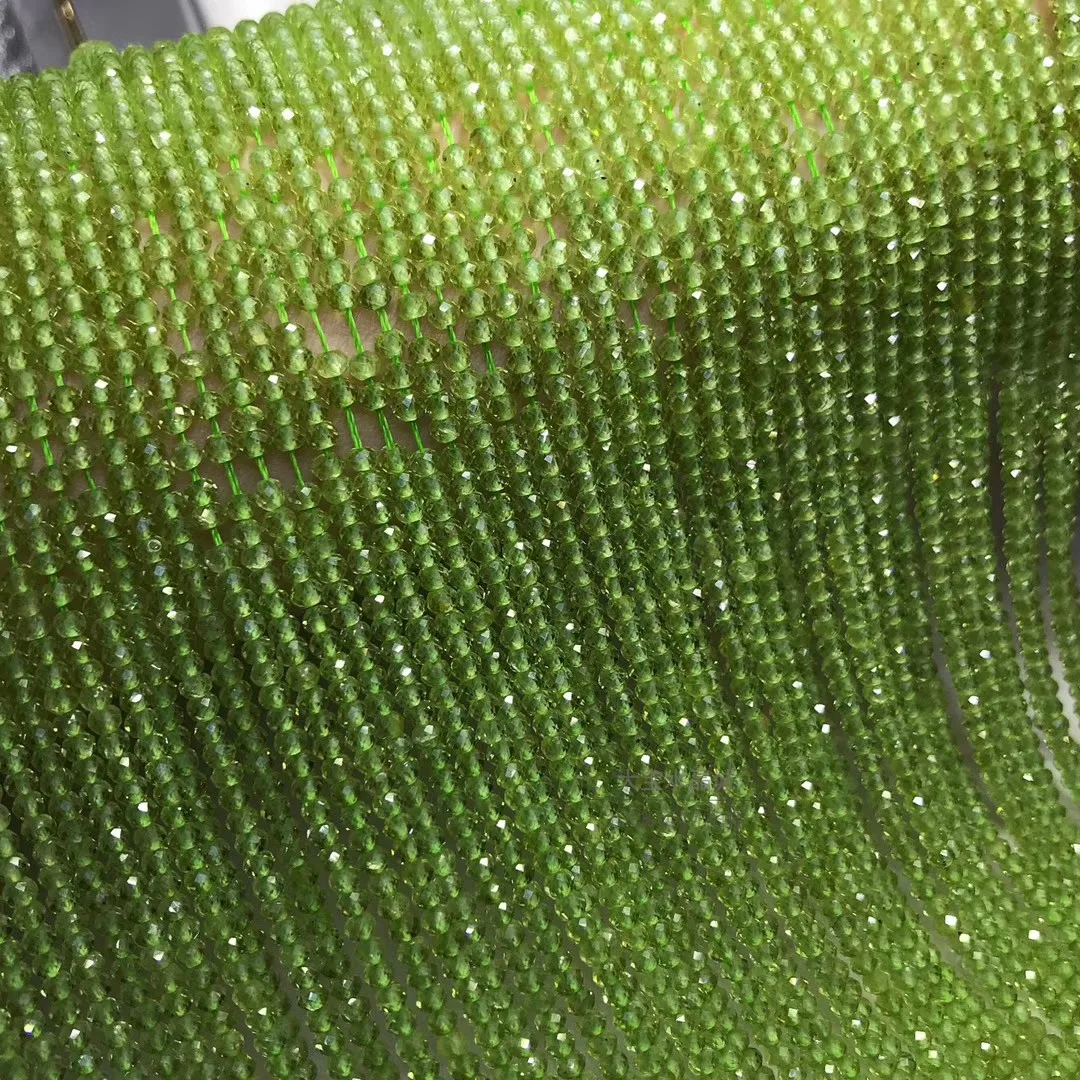 Натуральный оливин 3x4 мм граненые бусины с круглой огранкой для изготовления