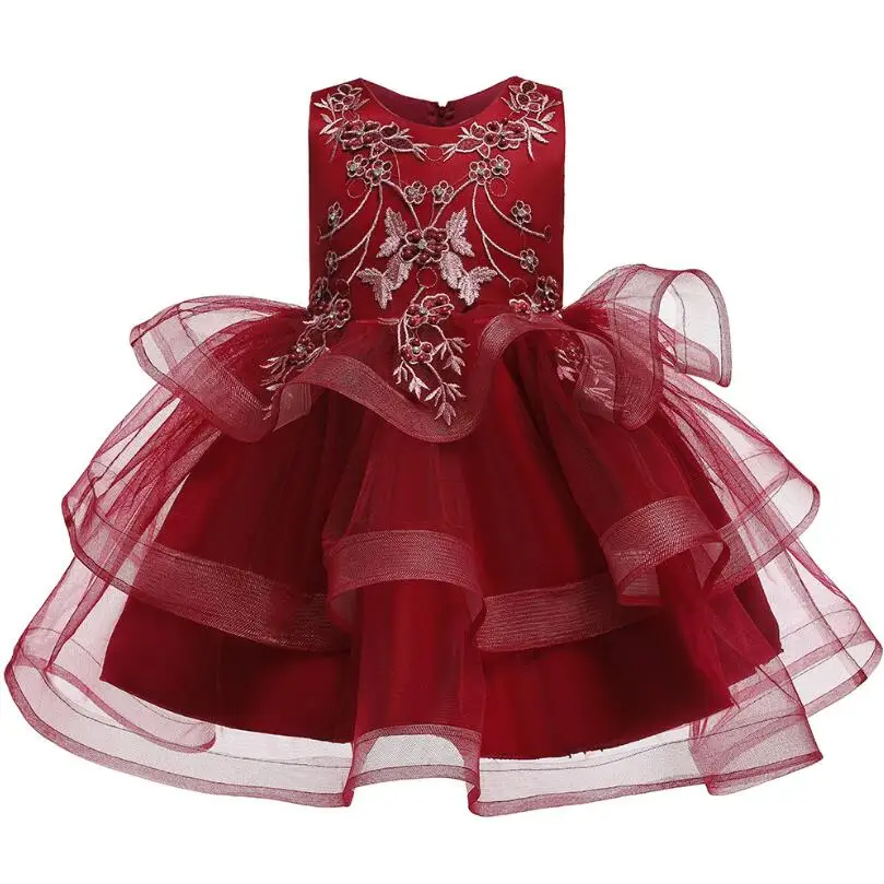 2019 new girl dress lace flower toddler party kids pink girls baby | Детская одежда и обувь