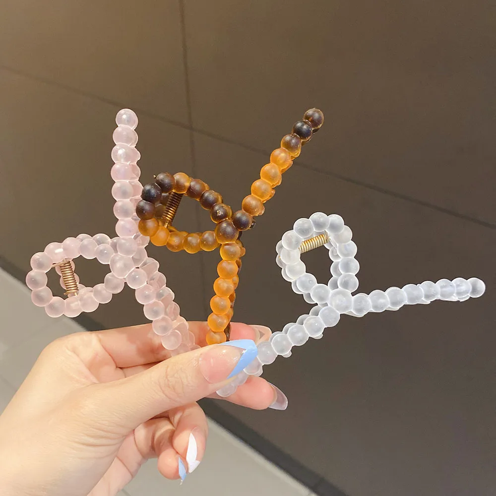 

2021 Korean Plastic Geometric Hair Claw Barrettes Elegant Hair Clip Crab Hollow Out Hairpin Headwear Women Girl Hair Accessories
