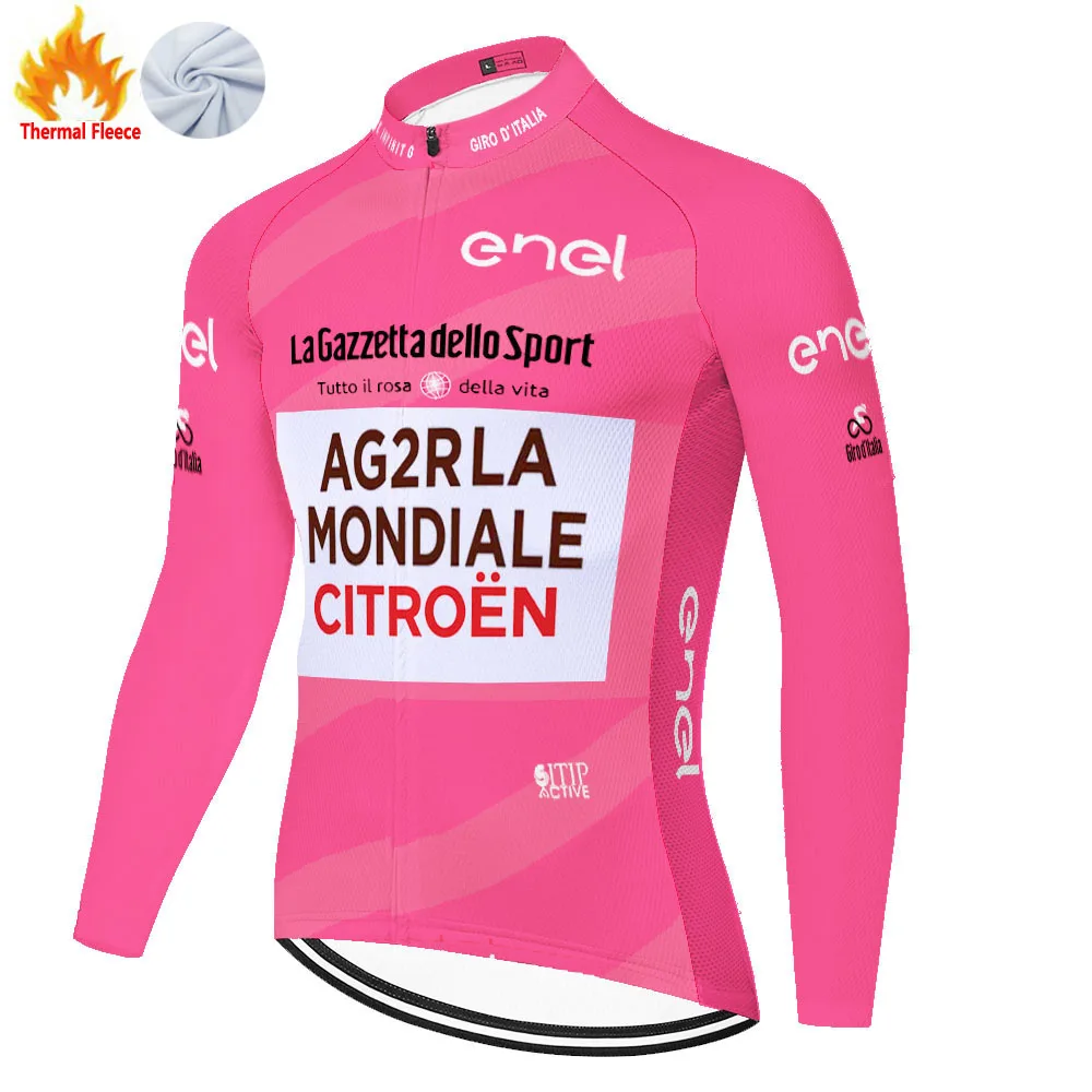 Веломайка AG2R мужская зимняя Теплая Флисовая кофта с длинным рукавом для команды