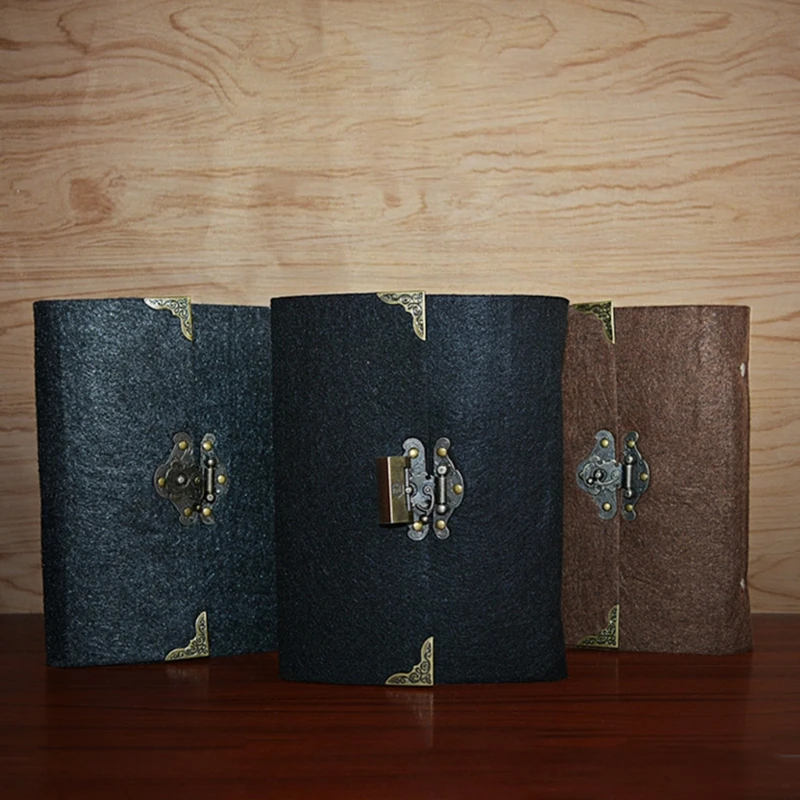 

Retro Travel Notebook with Lock Key Diary Planner Journal Notepad Kraft Paper