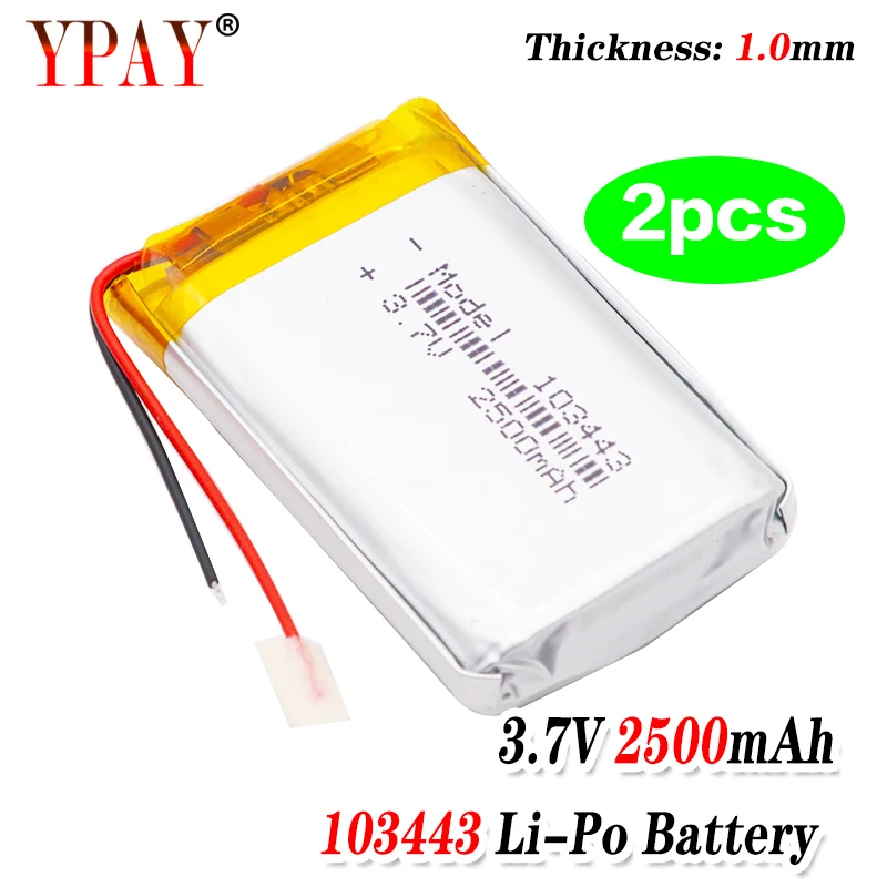 Литий полимерный аккумулятор 3 7 в 2 шт. 103443 2500 мАч игровой автомат MP3 MP4 MP5 литиевый