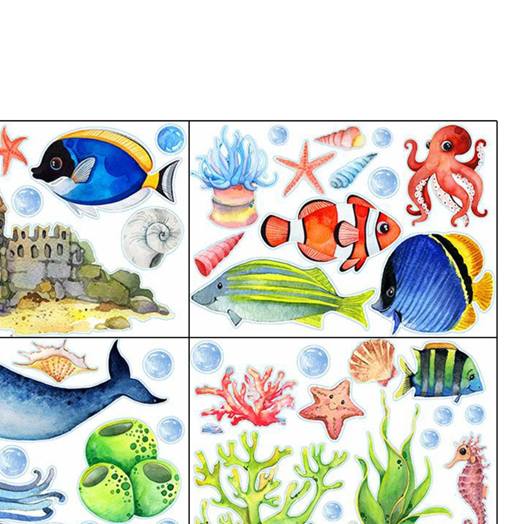 

4x Fish Wall Stickers for Kids and Toddlers Ocean Under The Sea Wall Decals