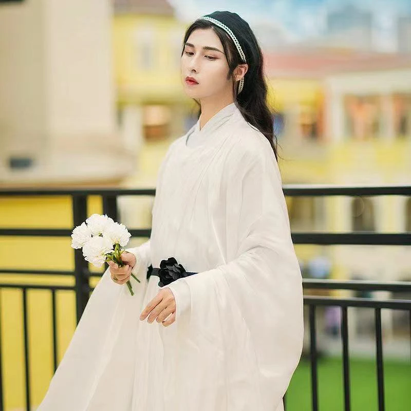 

Unisex Men Women Underwear Round Neck Robes Ming Hanfu Song Dynasty Folk Clothes Female Costume Ancient Style Bottoming Dress