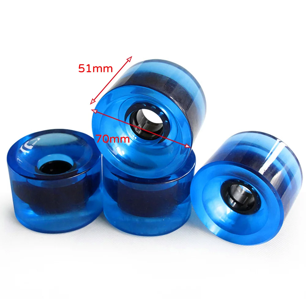 

High Strength Transparent Wearproof Skateboard Wheels New 4 Pieces 70X51MM