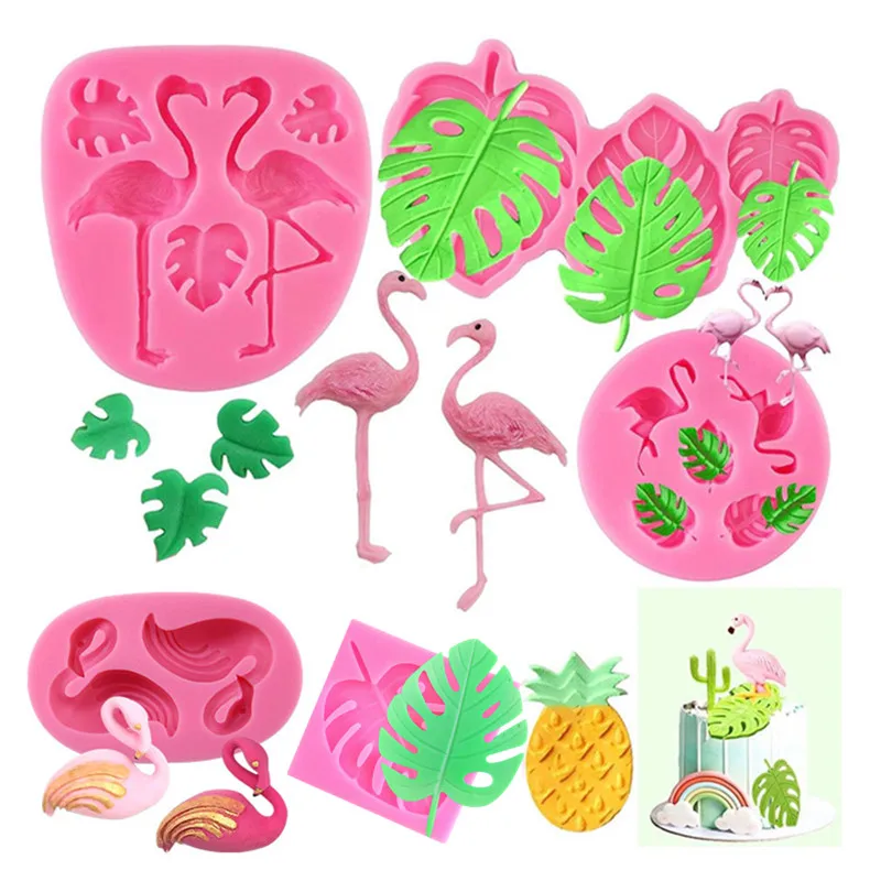 Форма для помадки В Гавайском тропическом лесу-форма шоколада с фламинго