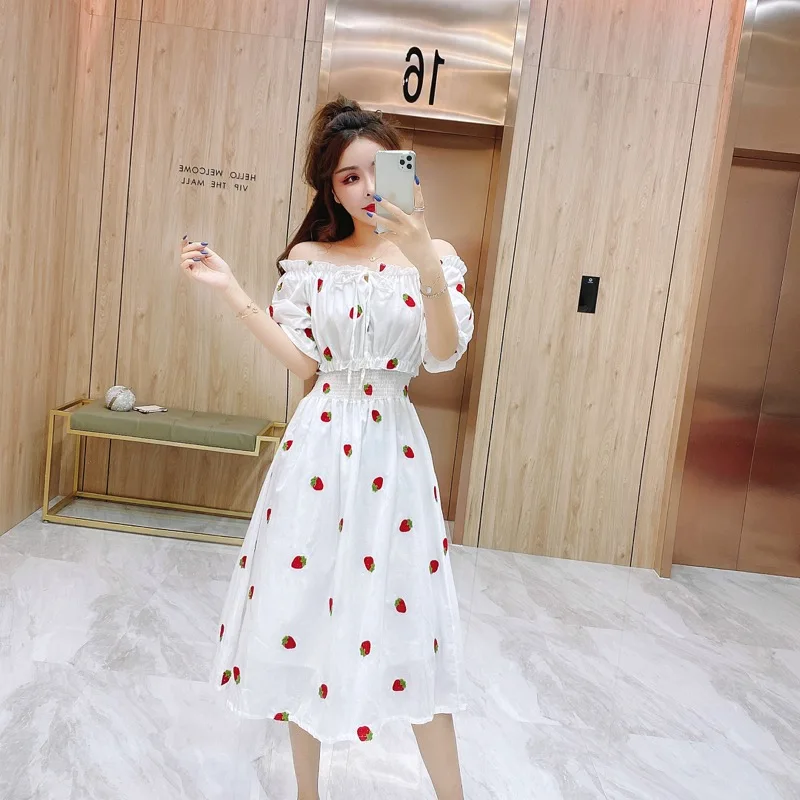 Женское платье с открытыми плечами SINGRAIN корейское романтическое вечернее миди